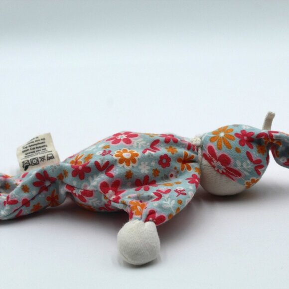 Under The Nile Organic Cotton Cloth Baby Doll Pink & Orange Flowers 9” Lovey Toy - Picture 5 of 6